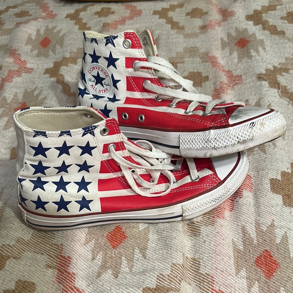 Converse Unisex High-Top Sneakers - Red, White, and Blue